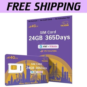 Carte SIM 4G LTE fiable avec données 24 Go - Compatible avec tous les appareils débloqués - Photo 1 sur 9