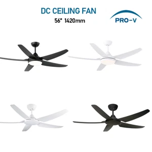 6 Speed 24W 3CCT LED Light 56" 142Cm Remote Control DC Fan - Picture 1 of 18