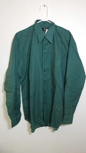 Camicia media nuova con etichette Deadstock Ike Behar verde tonal, rossa, maniche lunghe. Made in USA - Foto 1 di 7