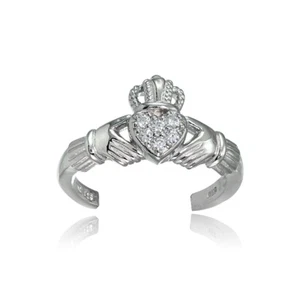 Sterling Silver Cubic Zirconia Claddagh Toe Ring - Picture 1 of 3