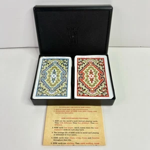 Vintage KEM Paisley SI Pinochle Double Deck Plastic Playing Cards W/Case *READ* - Picture 1 of 18