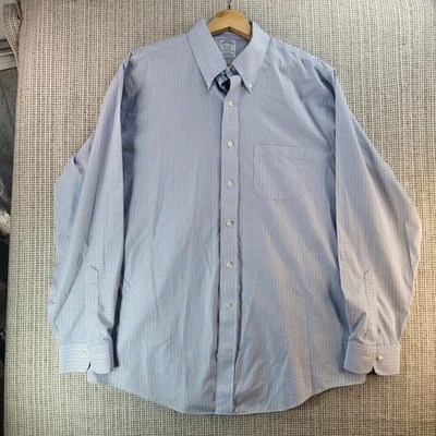 Camisa Brooks Brothers Para Hombre 16.5 35 Azul Amarillo Cuadros Regent No Hierro Supima Foto 1 de 4