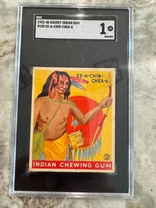 Ee-A-Chin-Chea-A 1933-40 Goudey Indian Gum Card #185 SGC 1 PR - Bild 1 von 4