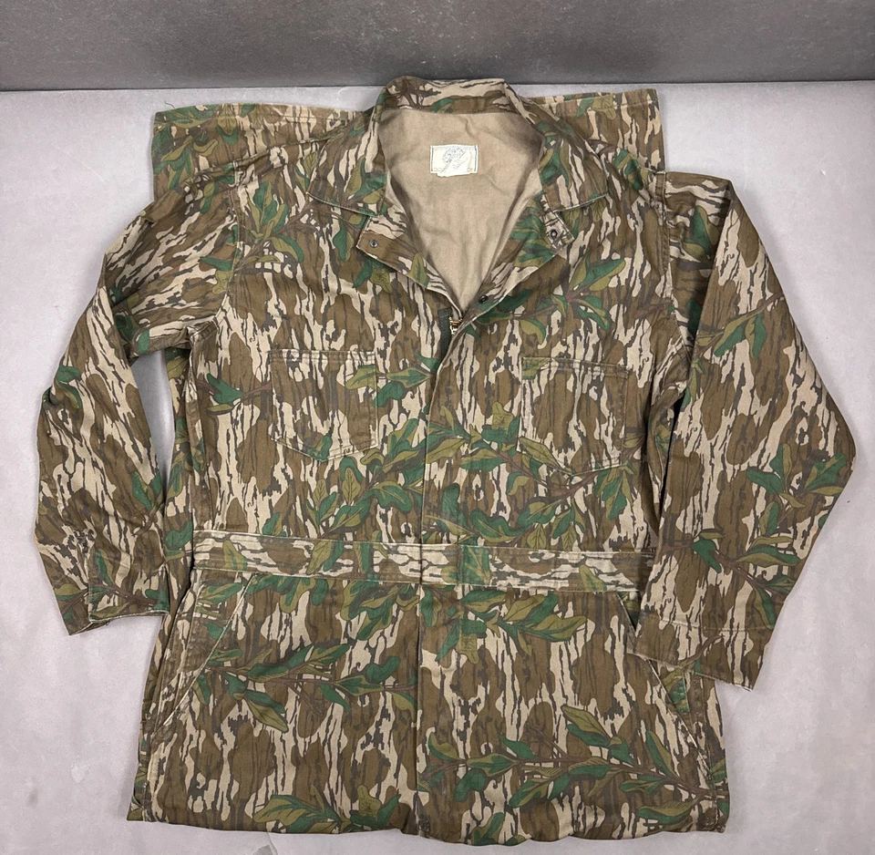 Винтажный оригинальный мужской комбинезон Mossy Oak XL длинный сделано в США Talon Greenleaf Light - Изображение 1 из 4