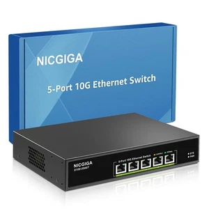 Commutateur Ethernet 5 Ports 10G Non Géré, avec 5X 10Gb Ports Base-T RJ45, 10Gbps N... - Photo 1/7