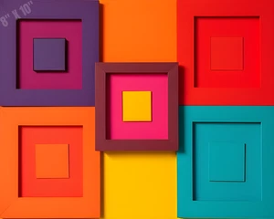 Concentric Squares in Bold Palette Pop Art 8X10 Print - Picture 1 of 1