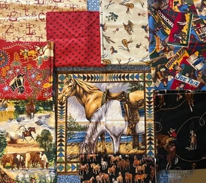 Pferd Western Cowboy Motiv Stoffpaket verschiedene Längen ein Kissenbezug - Bild 1 von 10