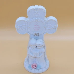 Precious Moments 50th Anniversary Cross Figurine Couple Cake Topper 1995 Vintage - Picture 1 of 11