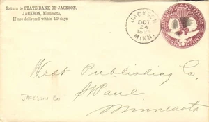 Minnesota Jackson 1893 segmentierter Kork 2c kolumbianischer Umschlag Eckkarte Staat - Bild 1 von 1