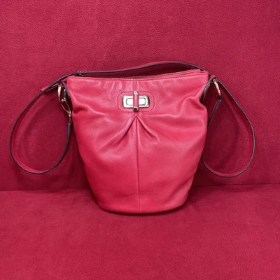 B Makowsky Red Pebbled Leather Crossbody/Shoulder Bag With Silver Hardware - Image 1 of 4