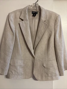 Style & Co 100% Linen Women’s Blazer Jacket Only Elegant Lined Size 16 Tan Beige - Picture 1 of 8