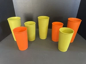 7 Tupperware Glasses Tumblers Vintage 873-39 1348-7 Harvest Colors - Picture 1 of 4