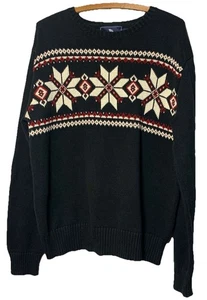 American Living Herren Pullover Fair Isle Snowflake Large schwarz Urlaub Grandpacore - Bild 1 von 11