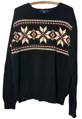 Suéter American Living Para Hombres Vacaciones de Navidad Grandpacore Fair Isle Negro Grande Foto 1 de 4