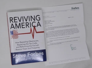 Reviving America by Steve Forbes (Hardcover) SIGNED w/ Letter to Senator - Picture 1 of 23