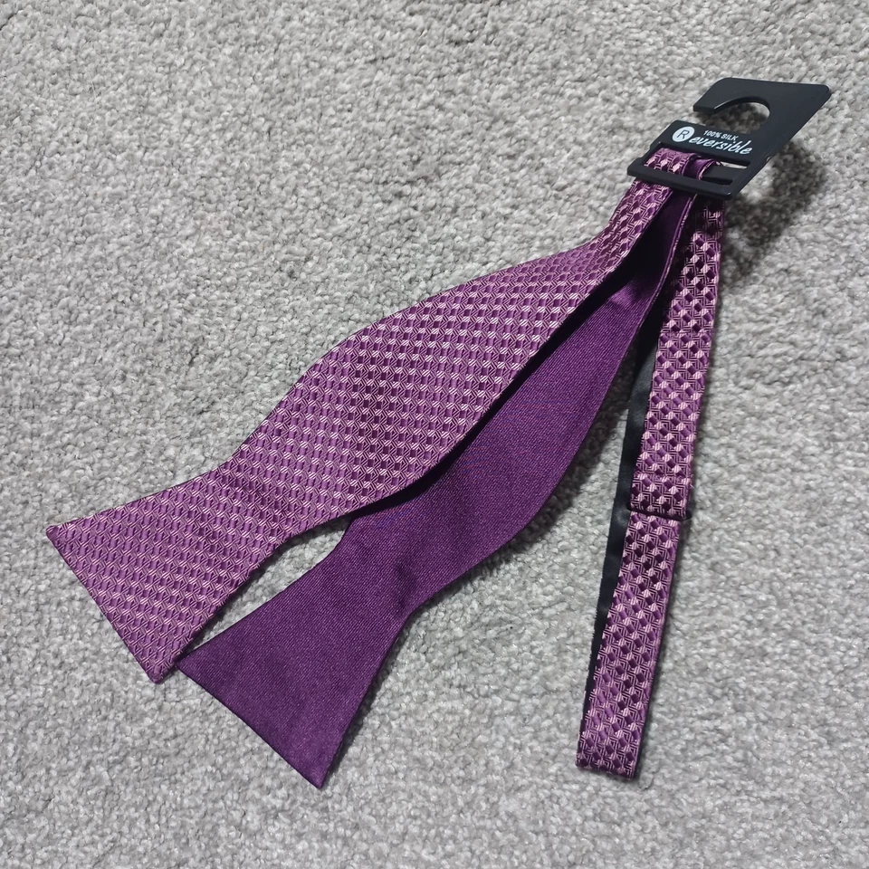 Pajarita reversible 100 % seda púrpura ajustable Foto 1 de 1