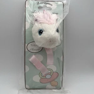 Baby Dreamer Plush Unicorn Pacifier Holder with Pink Satin Leash and Clip - Picture 1 of 9