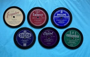 4 50er Jahre Filzrücken Schellack Untersetzer, Handarbeit aus Original 78rpm Schallplatten - Bild 1 von 9