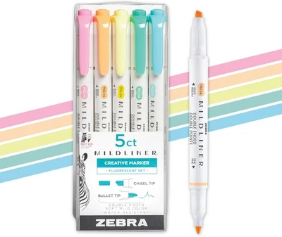 Zebra ручка Mildliner двойной наконечник хайлайтер комплект, широкий и тонкий флуоресцентный A  - Изображение 1 из 4
