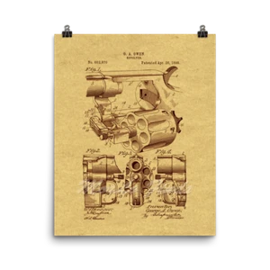 Revolver 1898 Vintage firearm Patent Art Print Poster, 8x10 or 16x20 - Picture 1 of 10