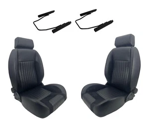 Classic Style High Back Bucket Seats Black PU Leather Pair for Holden HX HZ WB - Picture 1 of 11