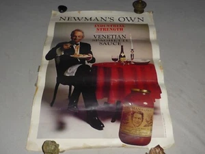 VINTAGE NEWMAN'S OWN VENETIAN SPAGETTI SAUCE POSTER PROMO AD 1983 PAUL NEWMAN - Picture 1 of 5