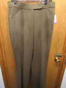 NWT WOMENS KIM ROGERS TRADITIONAL FIT OLIVE GREEN PANTS SIZE 14 INSEAM 31" - Picture 1 of 4