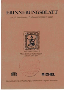Erinnerungsblatt zur 2.  Intern. Briefmarkenmesse Essen mit Abbildung  Faksimile - Bild 1 von 1