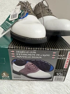 NEW DUNLOP GOLF Men's Size 10 1/2 Spikeless Classic Saddle White Brown Shoes - Picture 1 of 7