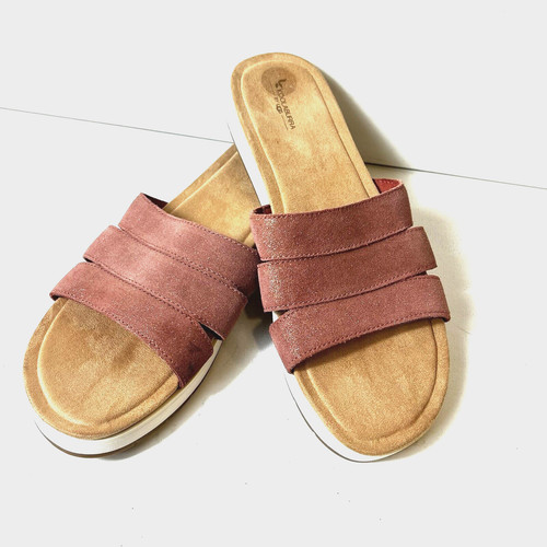 Koolaburra by UGG sandalo donna 11 rosa pelle glitter slide punta aperta casual nuovo