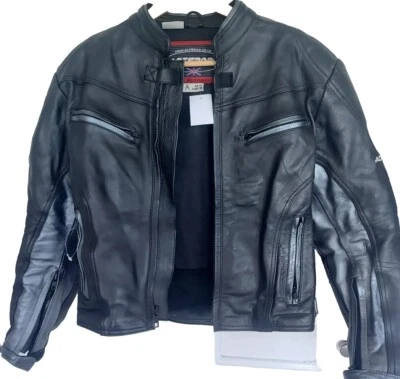 ACESPOR LEATHER BIKER JACKET RACER COAT WITH CE ARMOUR & RACE HUMP VGC SAS SEE  - Image 1 of 4