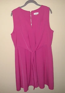 Ladies Calvin Klein Pink Sleeveless V Neck Tie Front Dress Size 16 - Picture 1 of 5