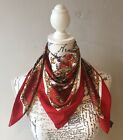 ART OF THE SCARF TIE RACK Scarf Gorgeous Red & White Baroque Vintage Square 30”