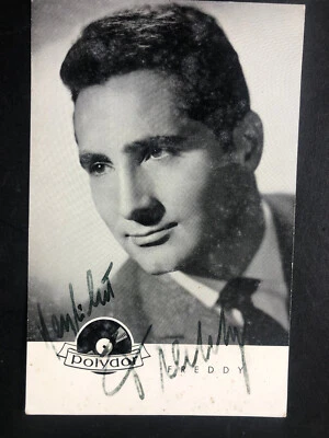 orig. Autogramm -  Freddy Quinn - auf Polydor Autogrammkarte 1959 + Discographie - Bild 1 von 2