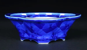 Bonsai Pot Kiyomizu-ware HEIAN SENZAN 6.1"(15.5cm) Blue Glazed Small Japan K010 - Picture 1 of 6