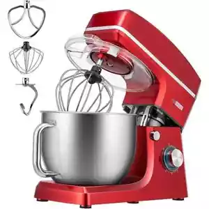 VIVOHOME 7.5 qt. 6-Speed Red Tilt-Head Electric Stand Mixer w/ Accessories - Picture 1 of 8