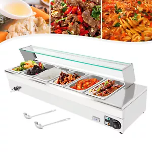 Elektrischer Bain Marie Buffet Servierer 6 Pfannen 1200 W kommerzieller Arbeitsplatte Speisenwärmer - Bild 1 von 14