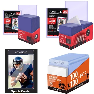 LOVFEN 3"x4" Top loaders 100/500/1000CT With Free Sleeves For 35pt Trading Card Regular