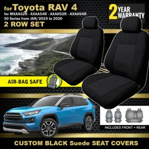 Black Custom Seat Covers for Toyota RAV 4 52 Series 2Row Set +Hybrid 1/2019-2025 - Picture 1 of 5