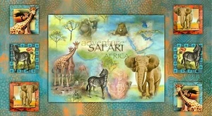 PREMIUM DIGITAL PRINT FABRIC PANEL - AFRICAN SAFARI ANIMALS - Picture 1 of 1
