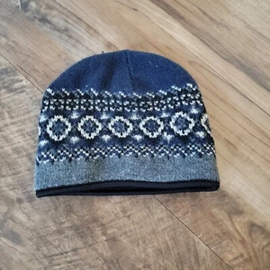 Men And Women's Thick Blue, White And Grey Beanie Acrylic Wool Hat - Picture 1 of 24