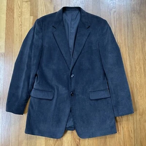 Adolfo Corduroy Jacket Mens 42 Long Blazer Sport Coat 2 Button Notch Black - Picture 1 of 13