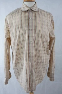 Camisa de Vestir Hugo Boss Talla 17/43 Dos Capas Marrón Tostado Cuadros Manga Larga - Imagen 1 de 5