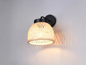 Gemütliche Wandleuchte Korblampe Lampenschirm Wohnzimmerlampen aus Naturmaterial - Bild 1 von 10