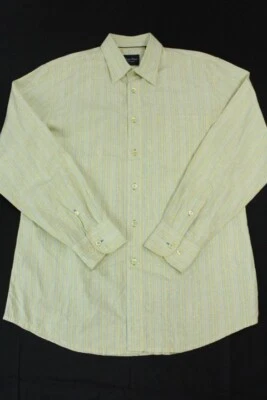 Indigo Palms Demin Co.  Men's Large Vertical Striped Button Down Yellow/Blue - Image 1 of 4