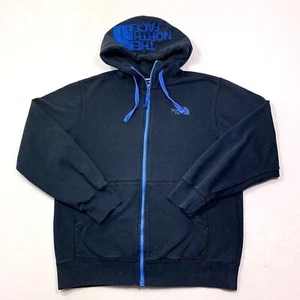 THE NORTH FACE Medium Men’s Big Hood Logo Embroidered Stitched Zip Up Blue - Picture 1 of 7