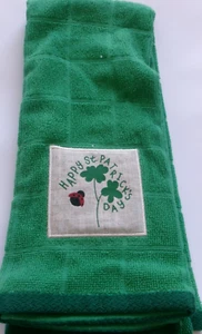 FULL UNCUT HAPPY ST PATRICK Print Cotton Kitchen Towel - Picture 1 of 1