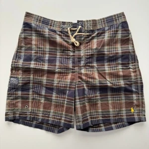 POLO RALPH LAUREN Plaid Cargo Board Shorts Mens Medium 7" Inseam Lined Swimwear - Picture 1 of 17
