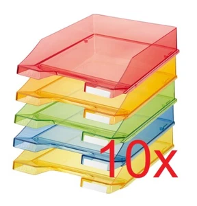 10x Briefkorb Ablage Briefablage Briefkörbe DIN A4 farbig-transparent - 2. WAHL - Bild 1 von 1