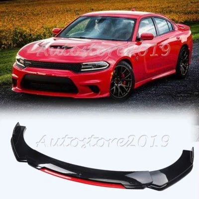 For Dodge Charger 2015-2023 Front Bumper Lip Splitter Spoiler Kit Glossy Black Foto 1 de 4